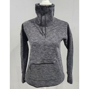 Champion Womens Hoodie Gray & Black Cowl Neck Drawstring Sweater Pocket Size S